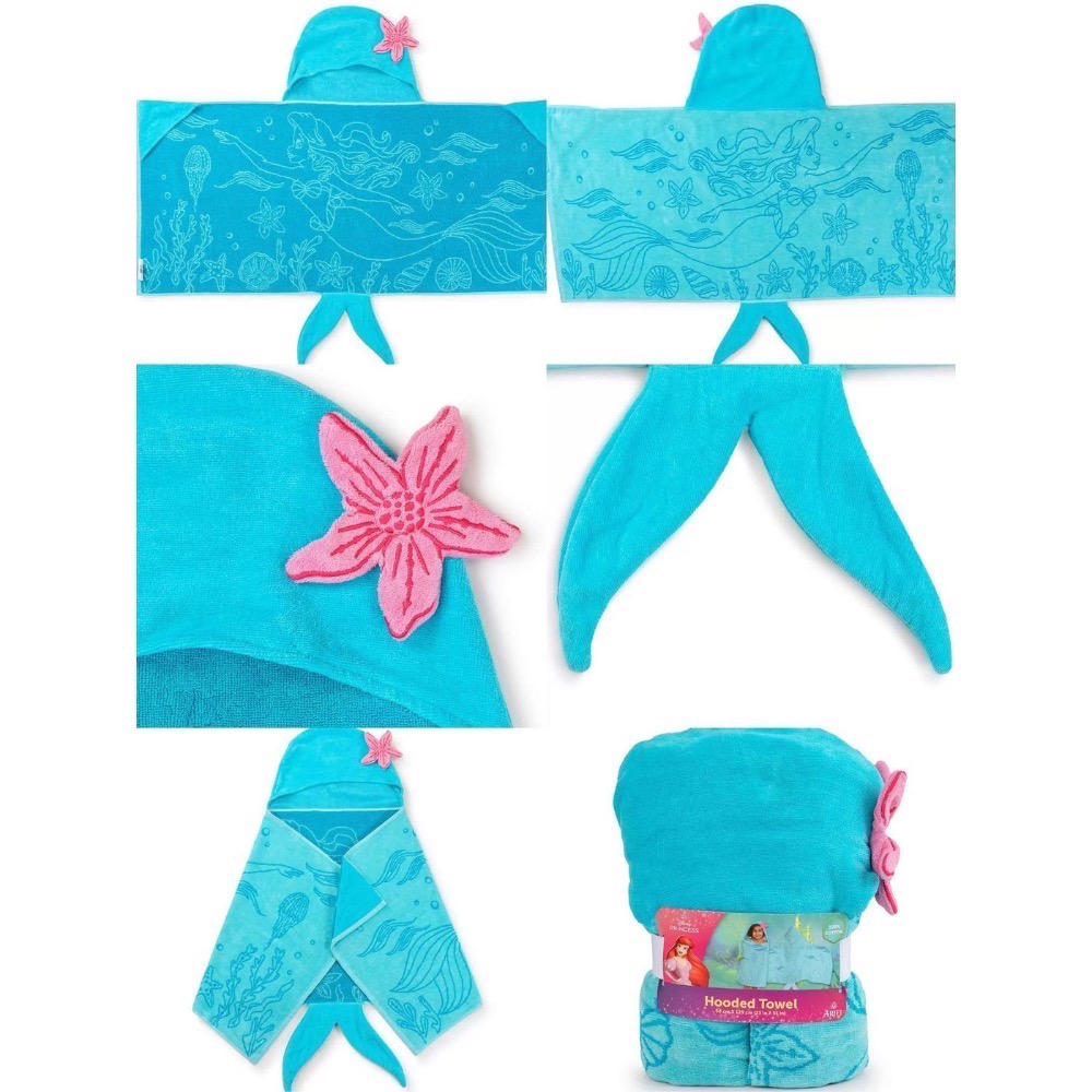 🎉現貨特價！CHARACTER 兒童卡通連帽浴巾 (汪汪隊/史迪奇/小美人魚)500GSM 尺寸:58X129公-規格圖9