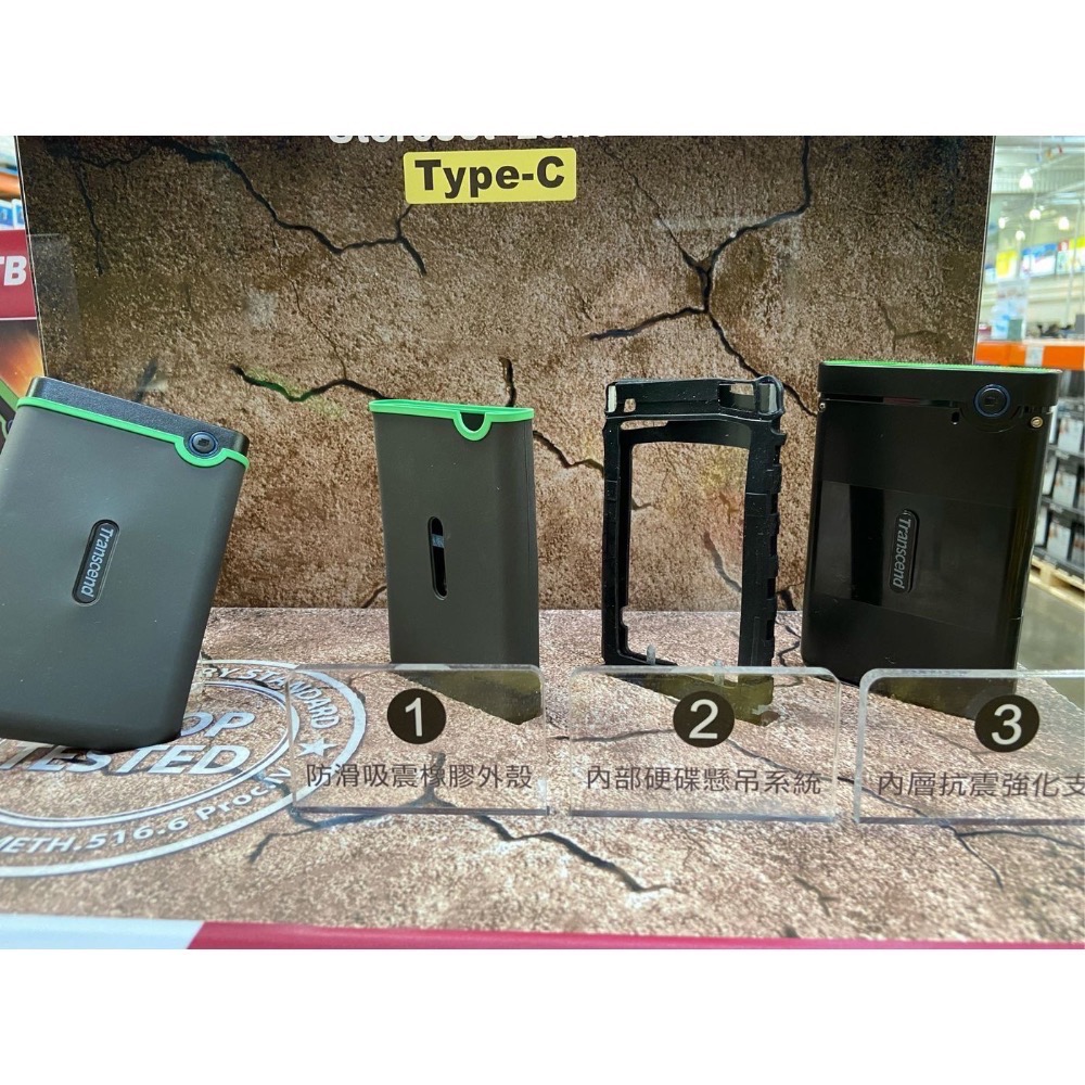🎉現貨特價！TRANSCEND創見 2TB 2.5吋防震行動硬碟 TS2TSJ25M3C Type-C USB3.1--細節圖2