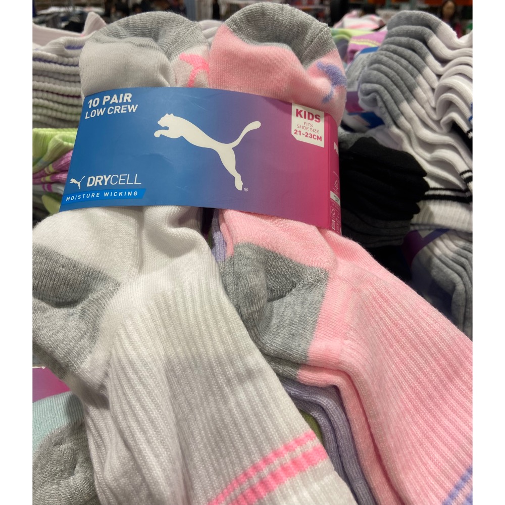 PUMA 兒童中筒襪10雙入 尺寸:19-21公分/21-23公分-吉兒好市多COSTCO代購-細節圖6