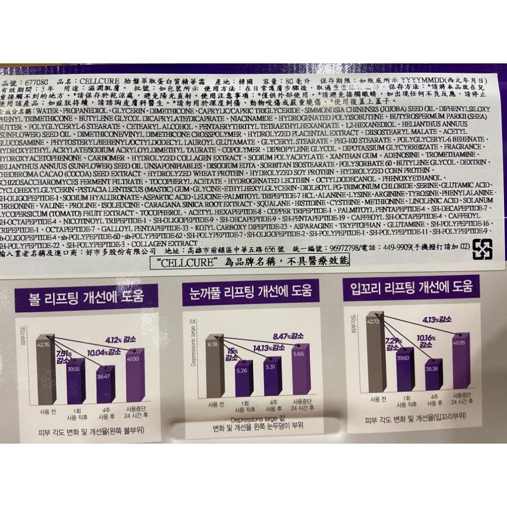 🎉現貨特價！ELLCURE 胎盤萃取蛋白質精華霜 80ML-吉兒好市多COSTCO代購-細節圖3