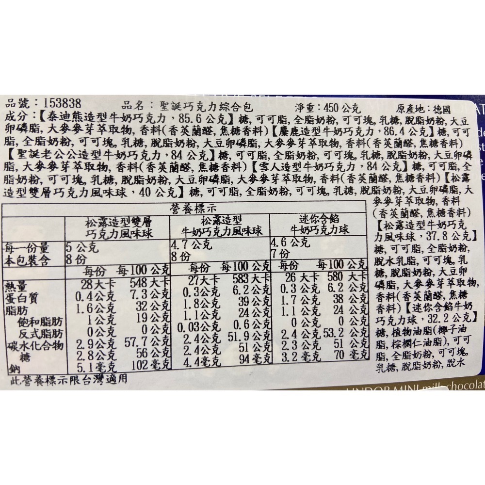 🎉現貨特價！LINDT瑞士蓮聖誕巧克力綜合包 450公克-吉兒好市多COSTCO代購-細節圖3