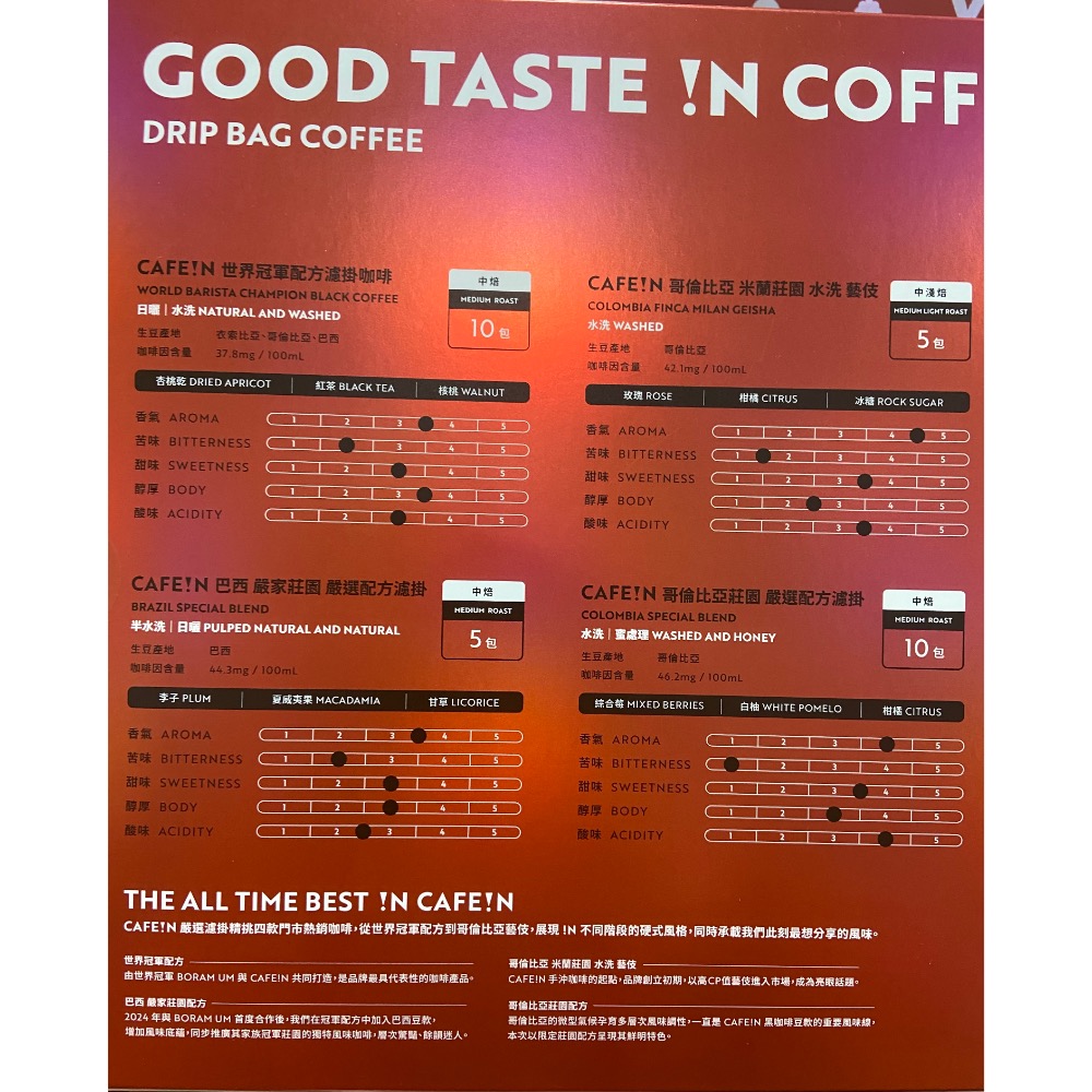 CAFEIN CAFE!N 嚴選配方濾掛咖啡禮盒 10公克X30包-吉兒好市多COSTCO代購-細節圖3