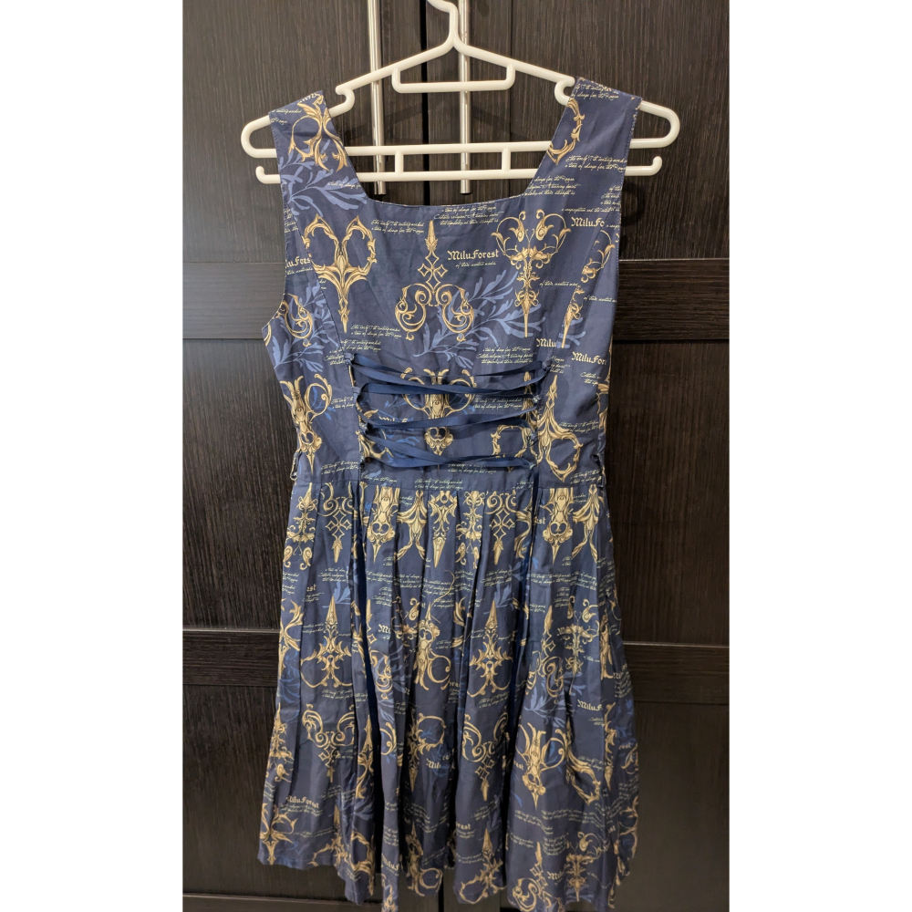 麋鹿森林 古董剪刀  藍M JSK  被改成V領-細節圖3