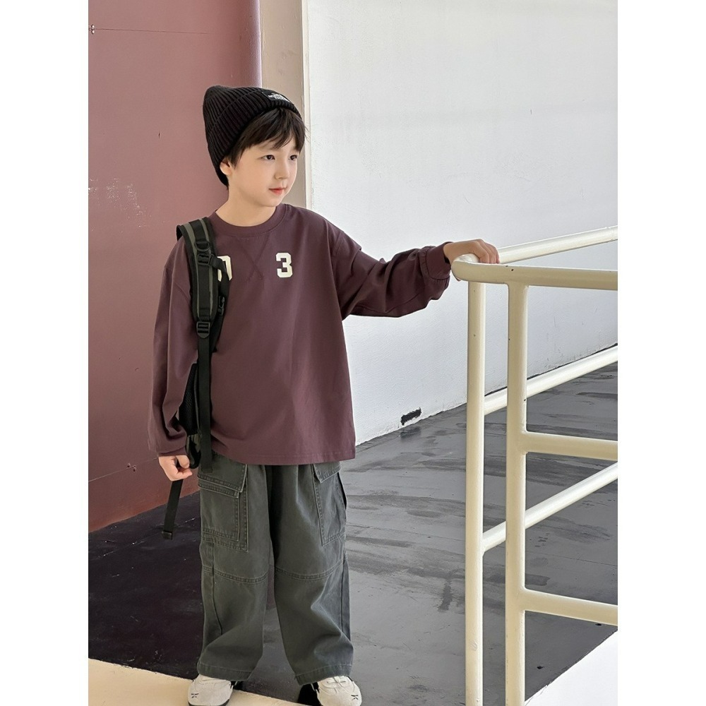 Ambb.kids 秋冬兒童拼接字母寬鬆加厚T-細節圖3