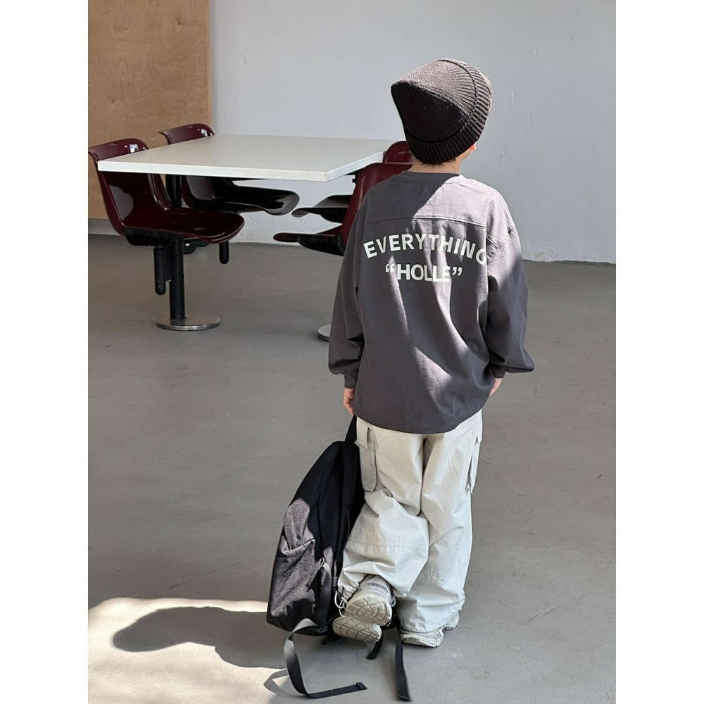 Ambb.kids 秋冬兒童拼接字母寬鬆加厚T-細節圖5