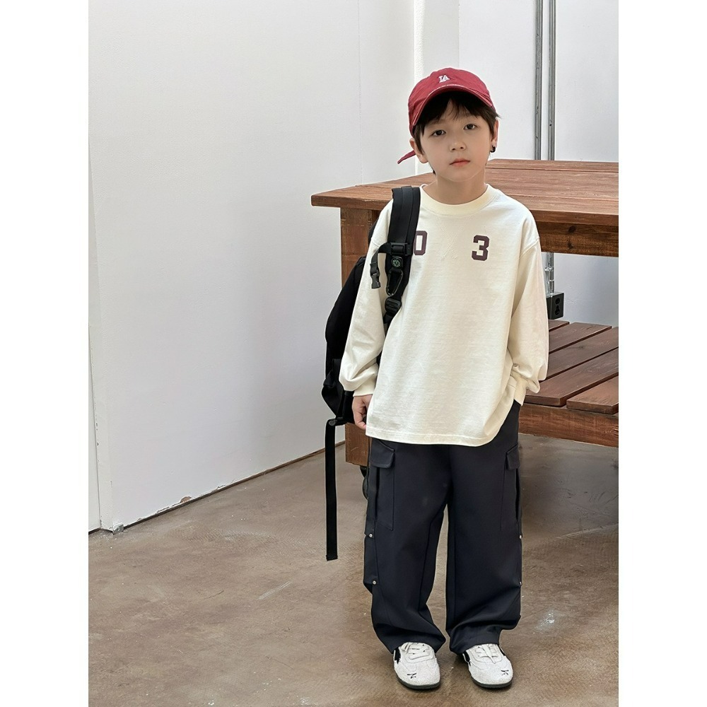 Ambb.kids 秋冬兒童拼接字母寬鬆加厚T-規格圖7