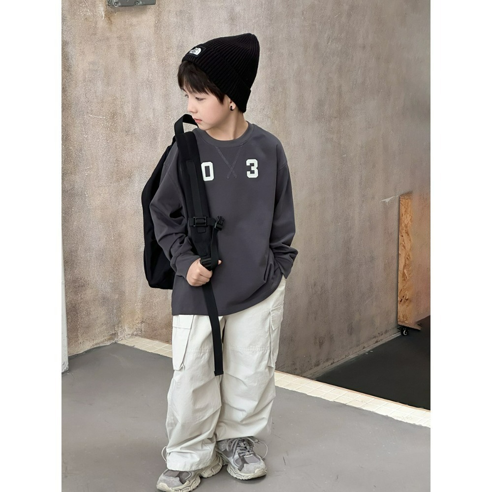 Ambb.kids 秋冬兒童拼接字母寬鬆加厚T-規格圖7