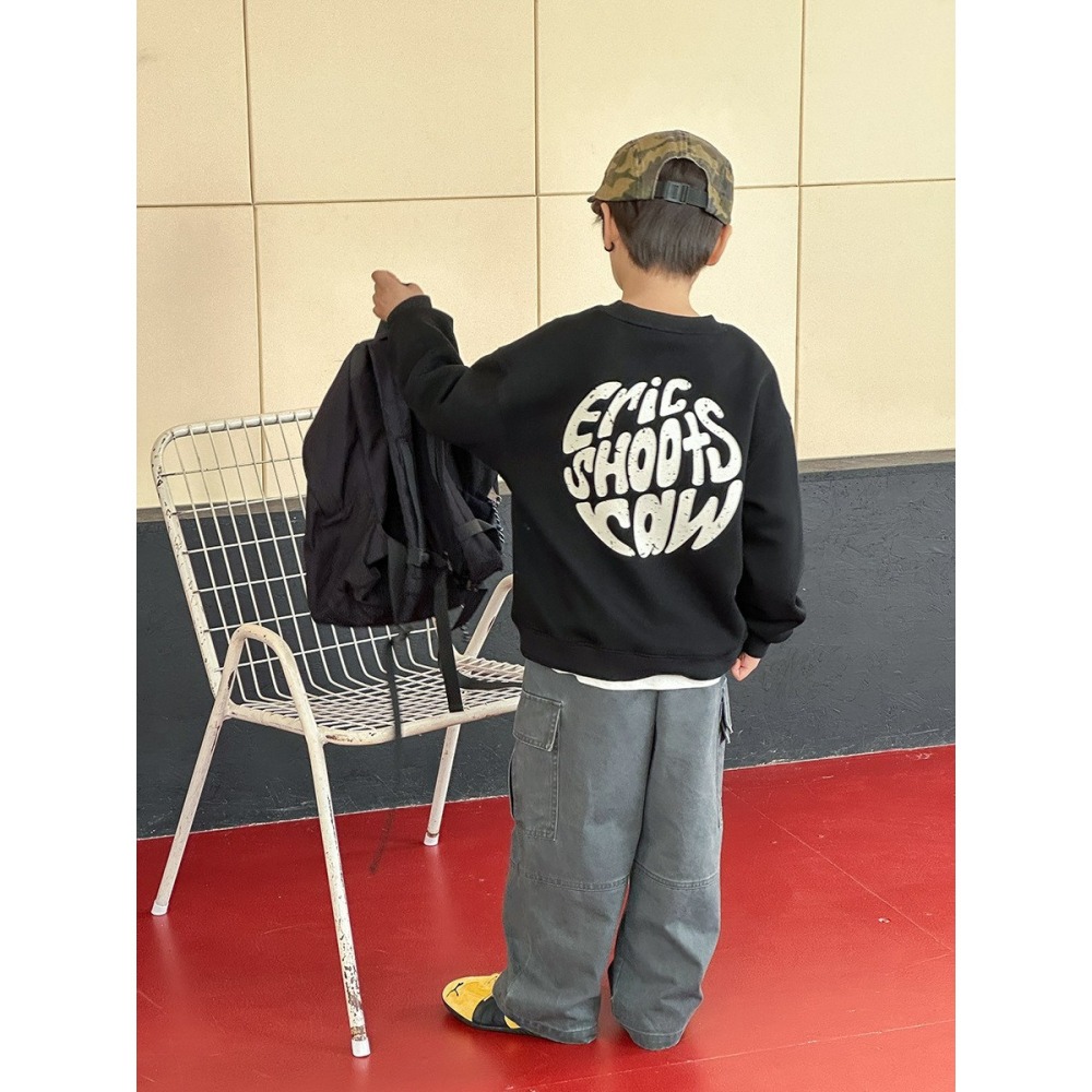 Ambb.kids 秋冬兒童噴色字母加厚衛衣上衣-細節圖3