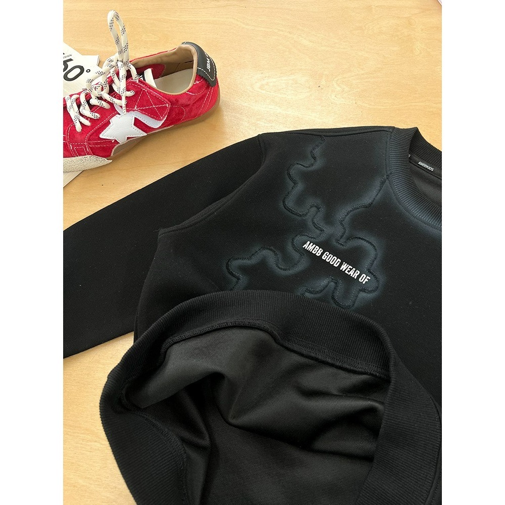 Ambb.kids 秋冬兒童噴色字母加厚衛衣上衣-細節圖4