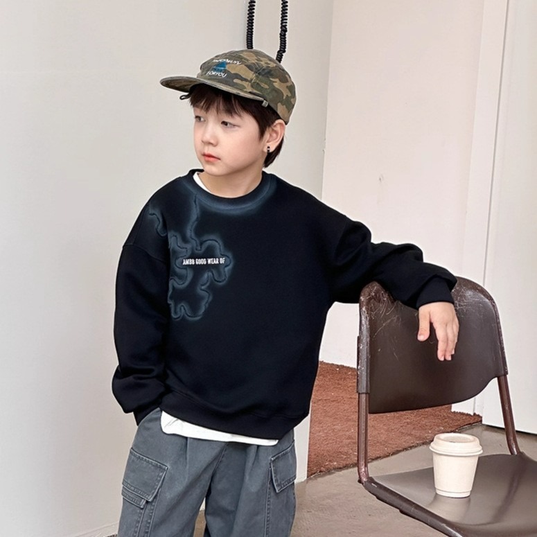 Ambb.kids 秋冬兒童噴色字母加厚衛衣上衣-規格圖6