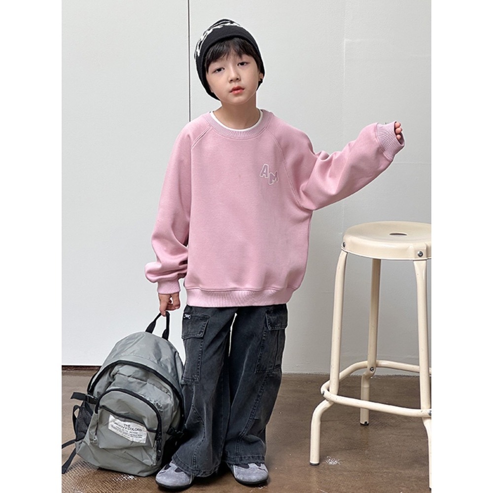 Ambb.kids 秋冬兒童塗鴉字母塗鴉寬鬆衛衣-細節圖4