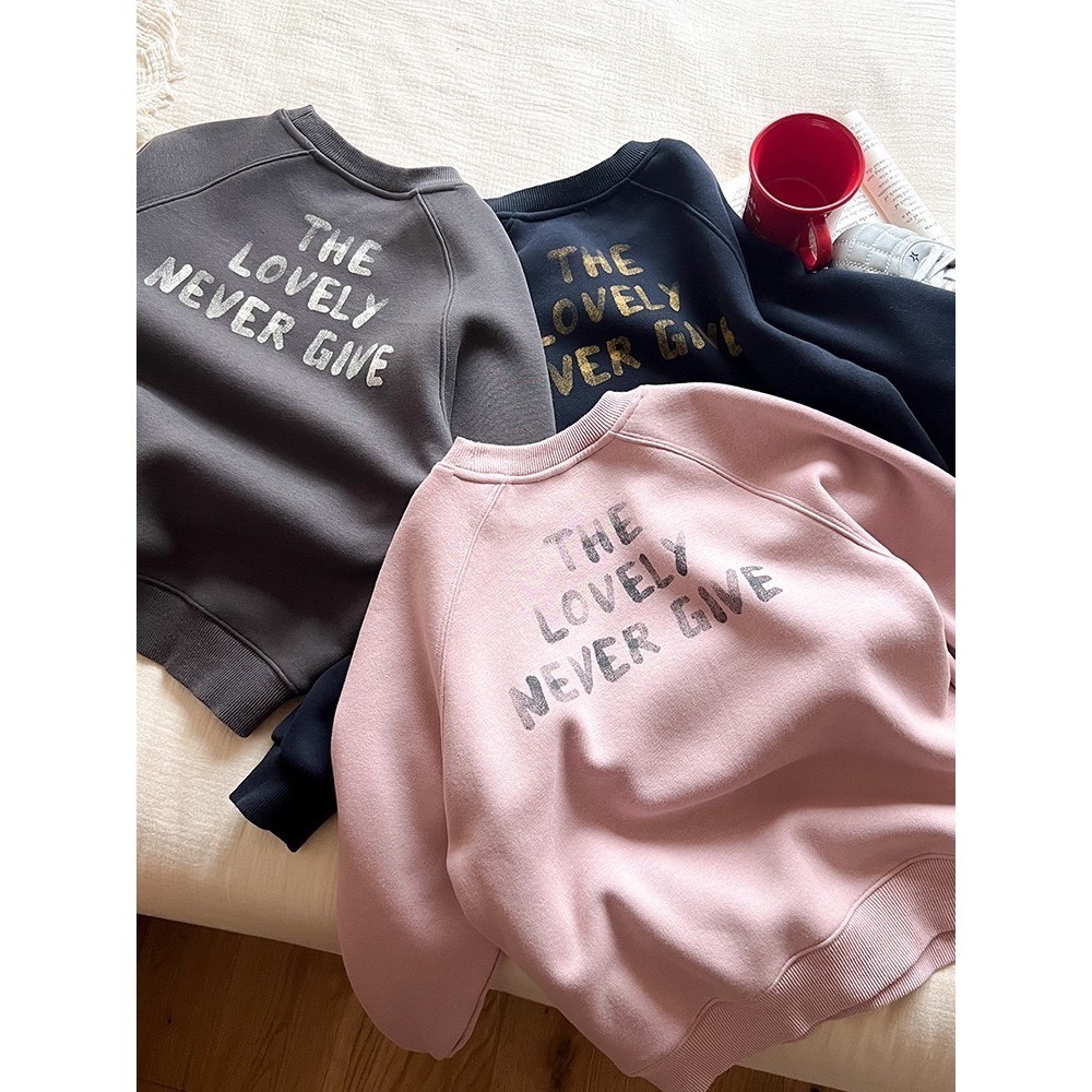 Ambb.kids 秋冬兒童可愛卡通奧粒絨字母衛衣-細節圖8