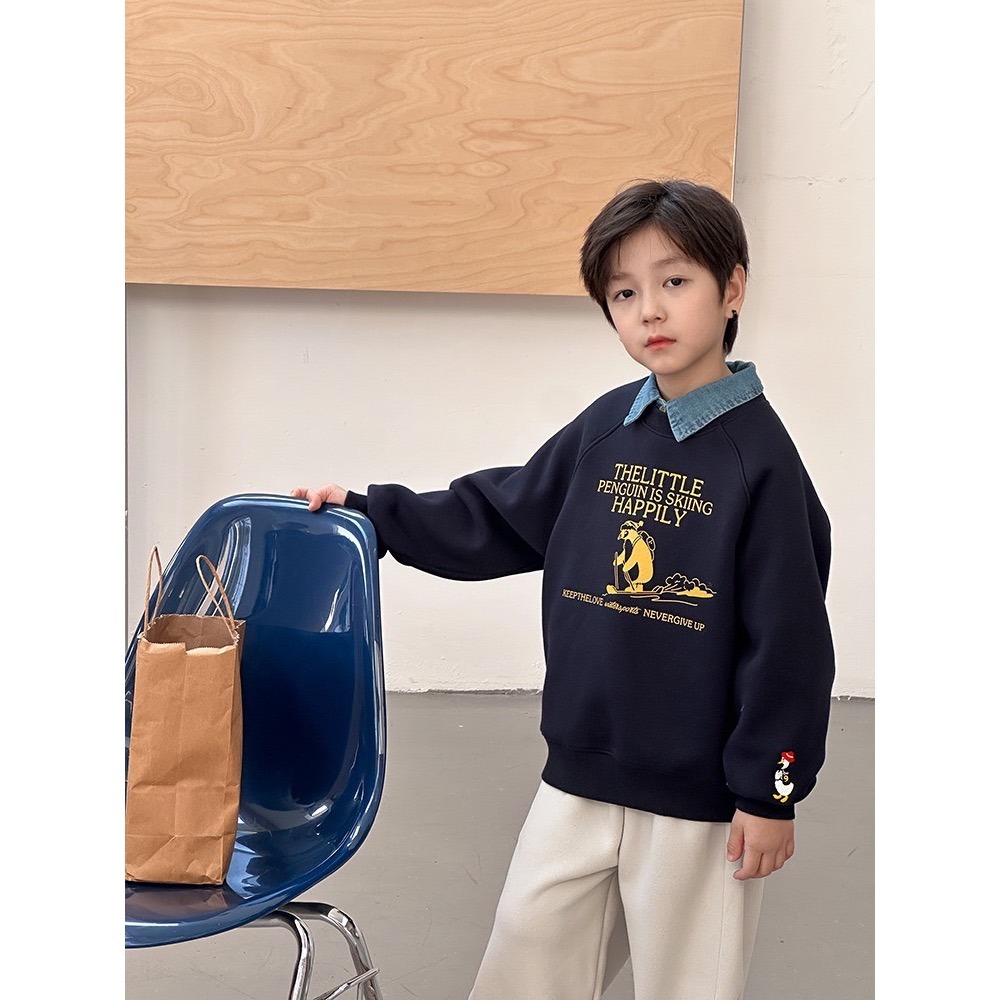 Ambb.kids 秋冬兒童可愛卡通奧粒絨字母衛衣-規格圖9