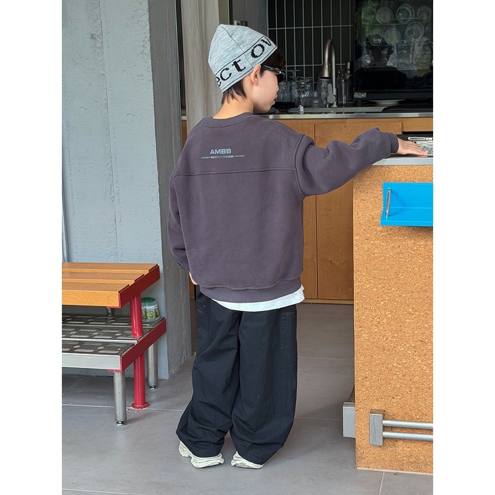 Ambb.kids 秋冬兒童酷炫字母奧粒絨衛衣-細節圖7