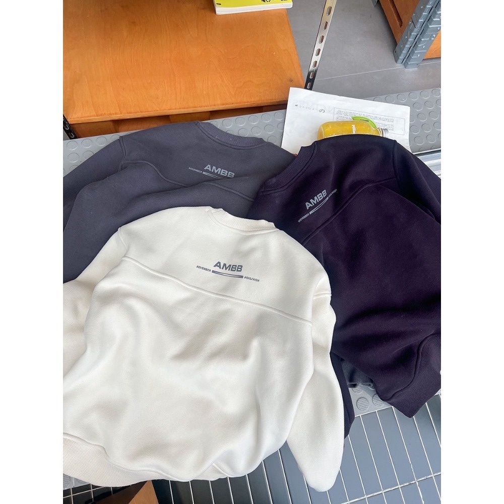 Ambb.kids 秋冬兒童酷炫字母奧粒絨衛衣-細節圖8