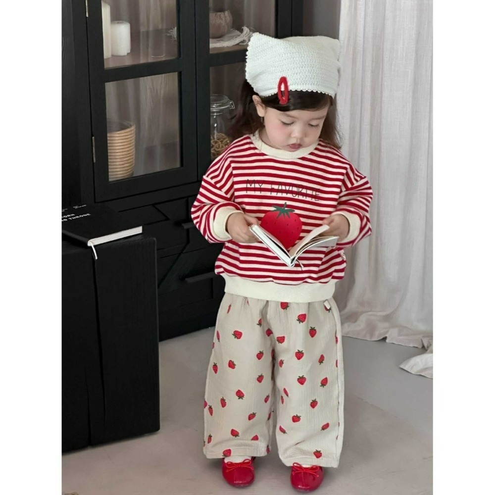 NOZI 寶寶春秋季條紋草莓長袖衛衣/草莓休閒褲-細節圖5