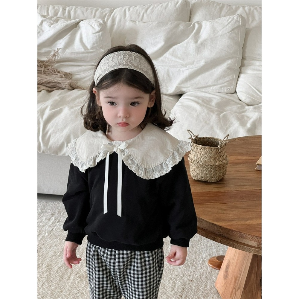 NOZI 寶寶春秋季花邊領衛衣/格子褲-細節圖3