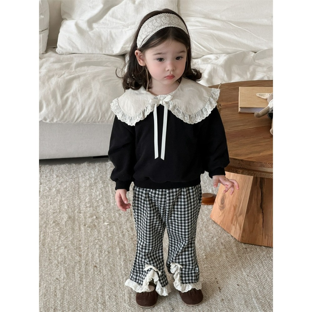 NOZI 寶寶春秋季花邊領衛衣/格子褲-細節圖4
