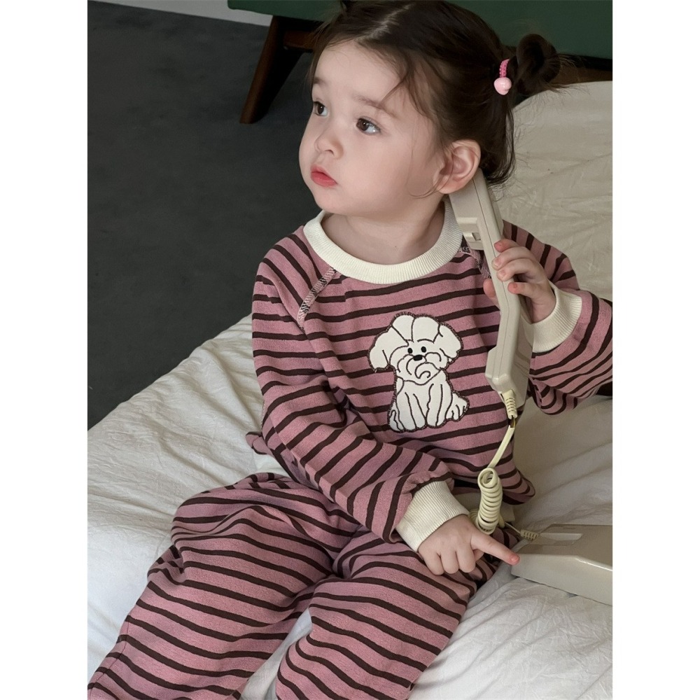 NOZI 寶寶春秋季狗狗條紋套裝-細節圖4