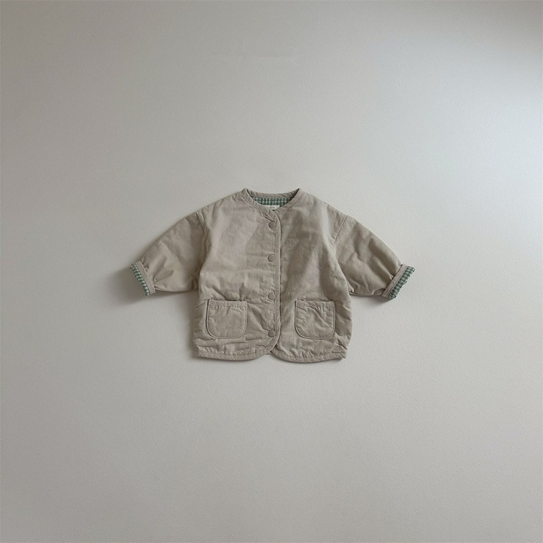 NOZI 寶寶春秋季韓版兩面穿格子外套-細節圖4