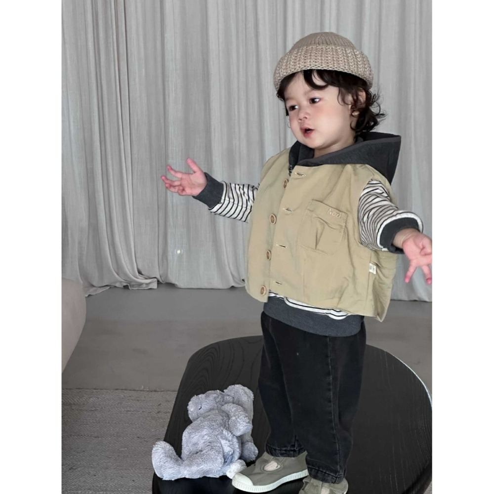 NOZI 寶寶秋冬純色背心/條紋連帽衛衣/牛仔褲-細節圖6