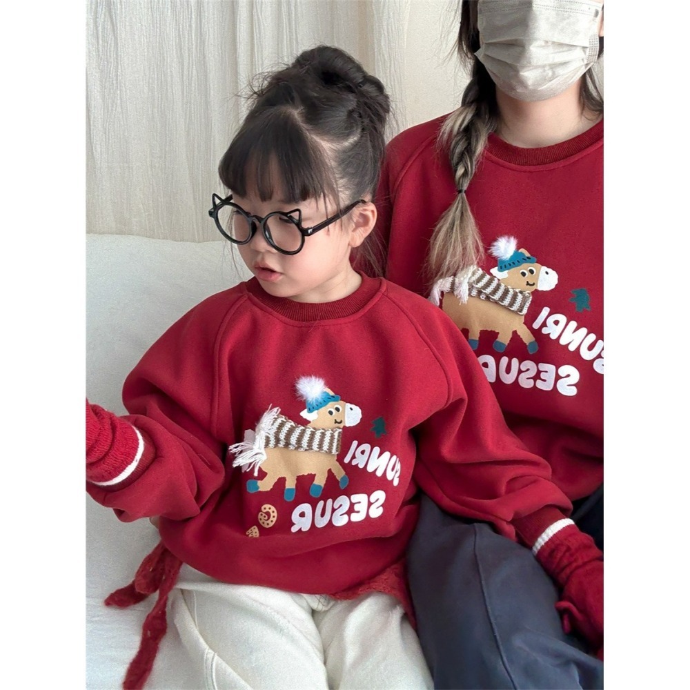 親子裝秋冬馬年圓領衛衣(加絨)-成人-細節圖5