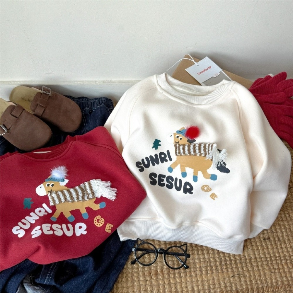 親子裝秋冬馬年圓領衛衣(加絨)-成人-細節圖6