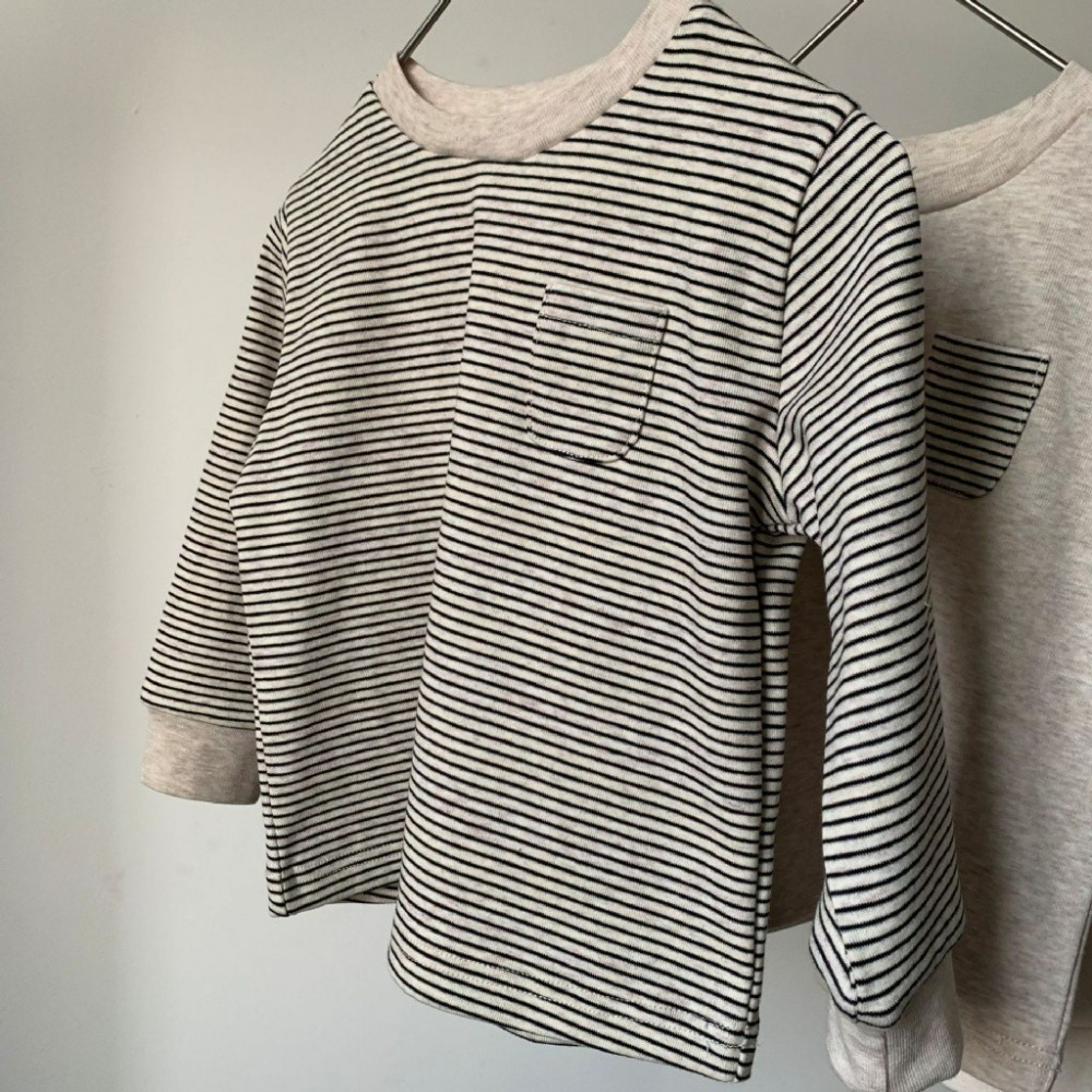 GL-kids 兒童條紋拼色口袋長袖T恤-規格圖5