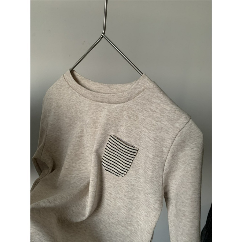 GL-kids 兒童條紋拼色口袋長袖T恤-規格圖5