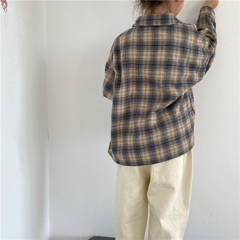 GL-kids 兒童撞色格子口袋襯衫-細節圖7