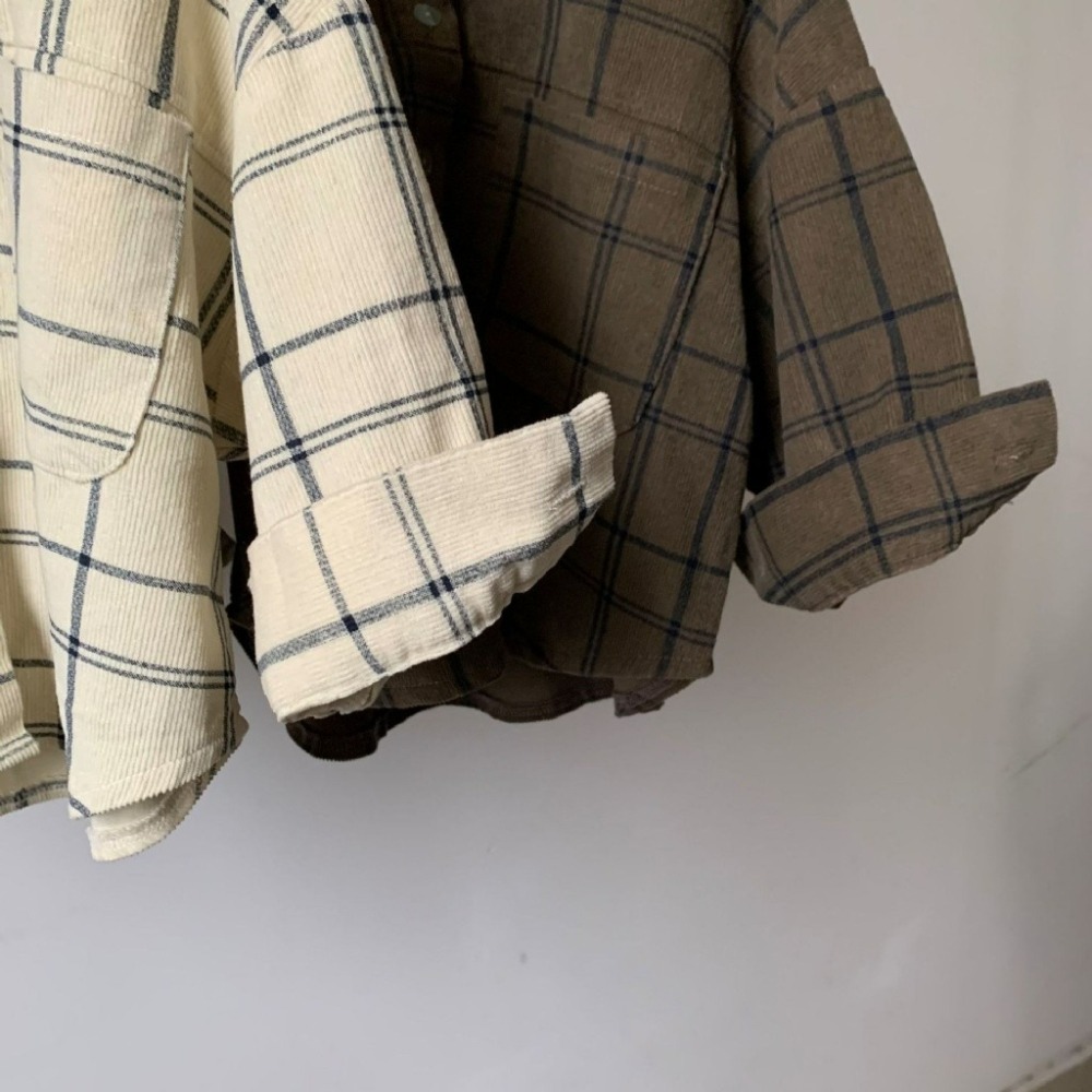 GL-kids 兒童燈芯絨格子長袖襯衫-細節圖5