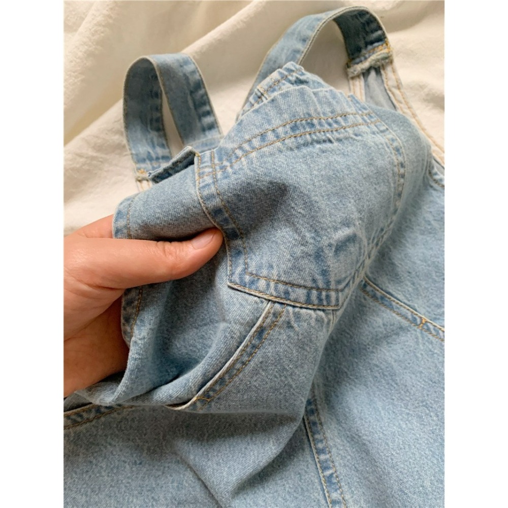 GL-kids 兒童全棉薄牛仔寬鬆背帶褲-細節圖5