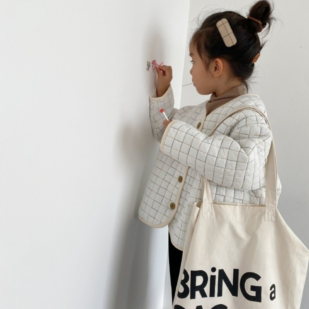GL-kids 兒童跳色線壓格加棉外套-細節圖2