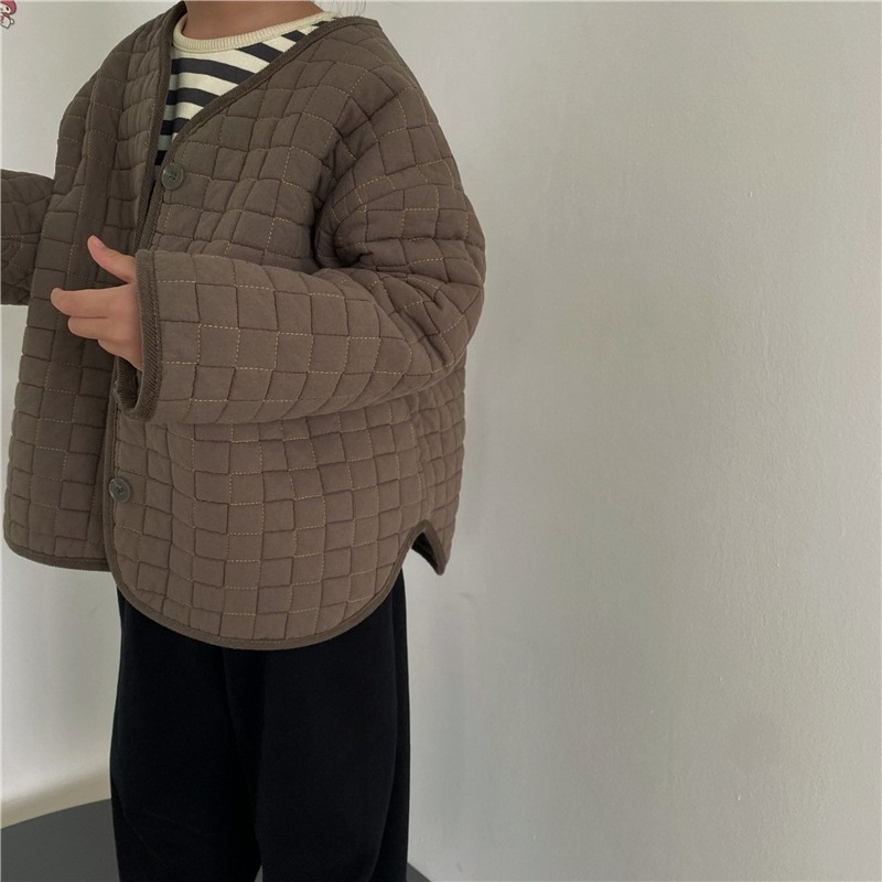 GL-kids 兒童跳色線壓格加棉外套-細節圖5