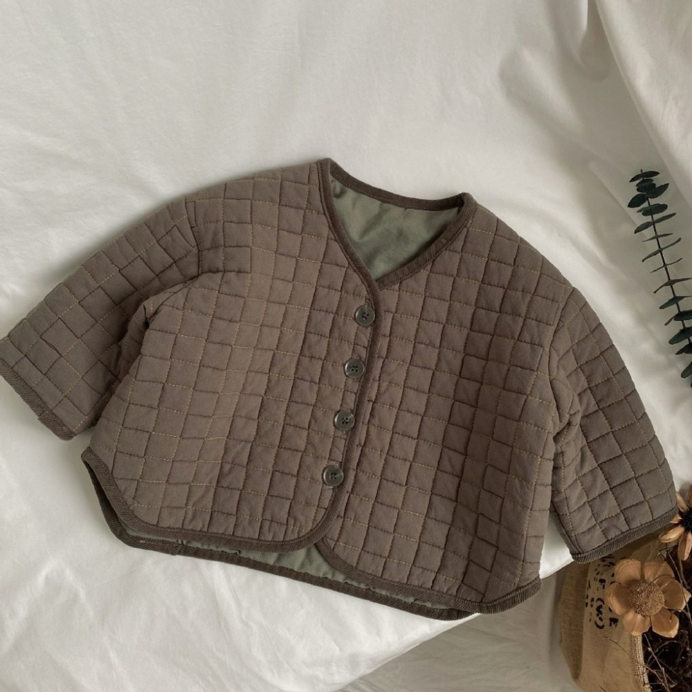 GL-kids 兒童跳色線壓格加棉外套-細節圖7