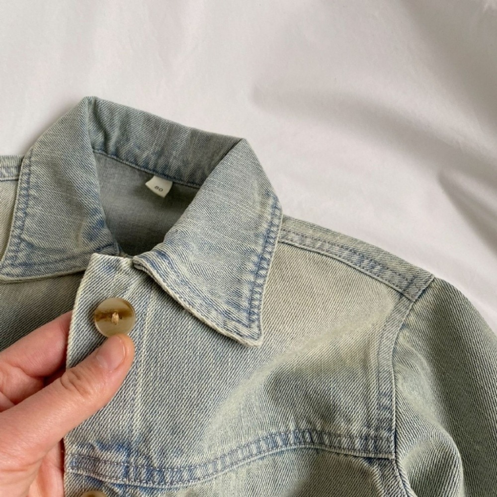 GL-kids 兒童磨白牛仔襯衫開衫-細節圖2