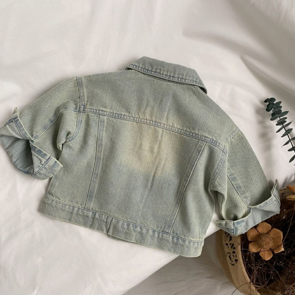 GL-kids 兒童磨白牛仔襯衫開衫-細節圖4