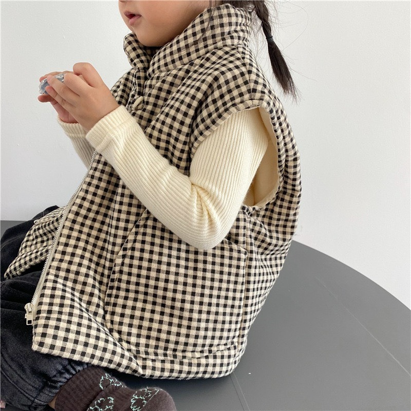 GL-kids 兒童大口袋格子加棉馬甲背心-細節圖4