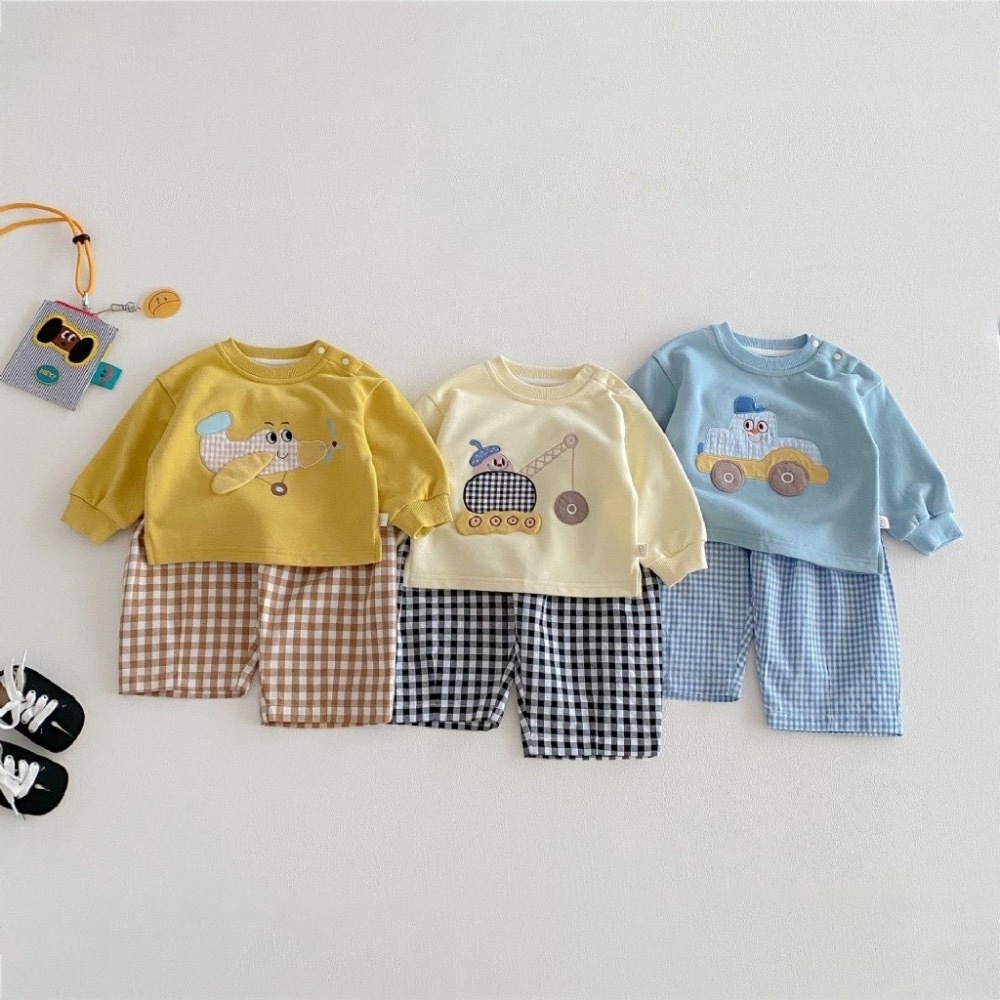 寶寶小車車卡通貼布長袖衛衣-細節圖2