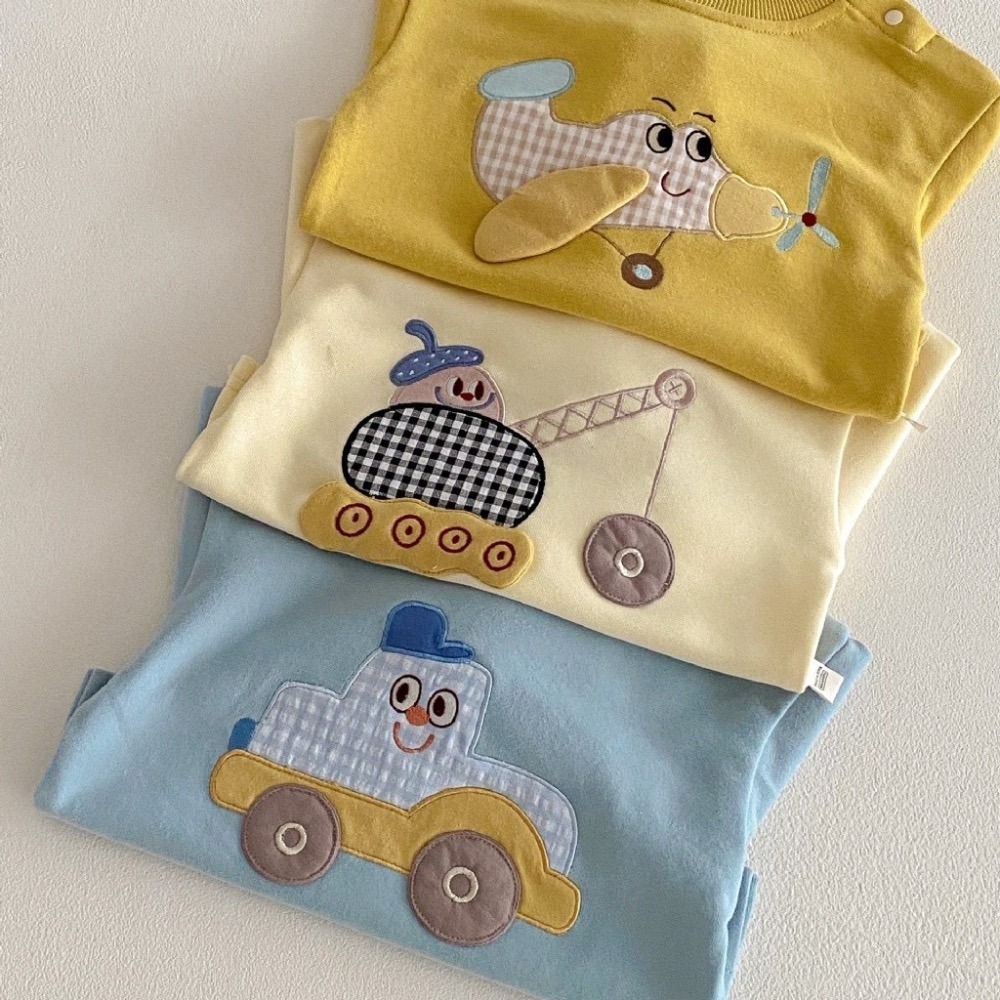 寶寶小車車卡通貼布長袖衛衣-細節圖3