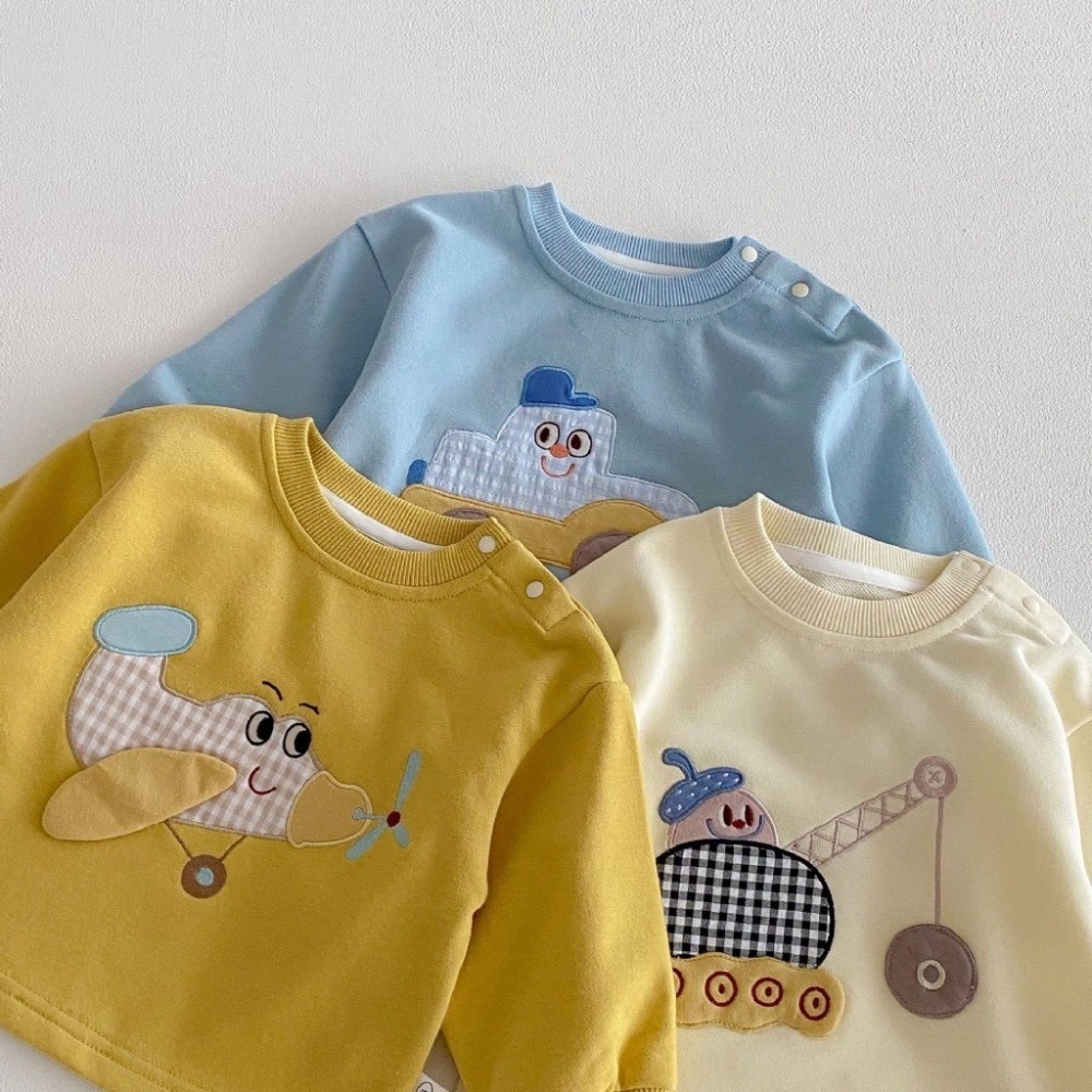 寶寶小車車卡通貼布長袖衛衣-細節圖4