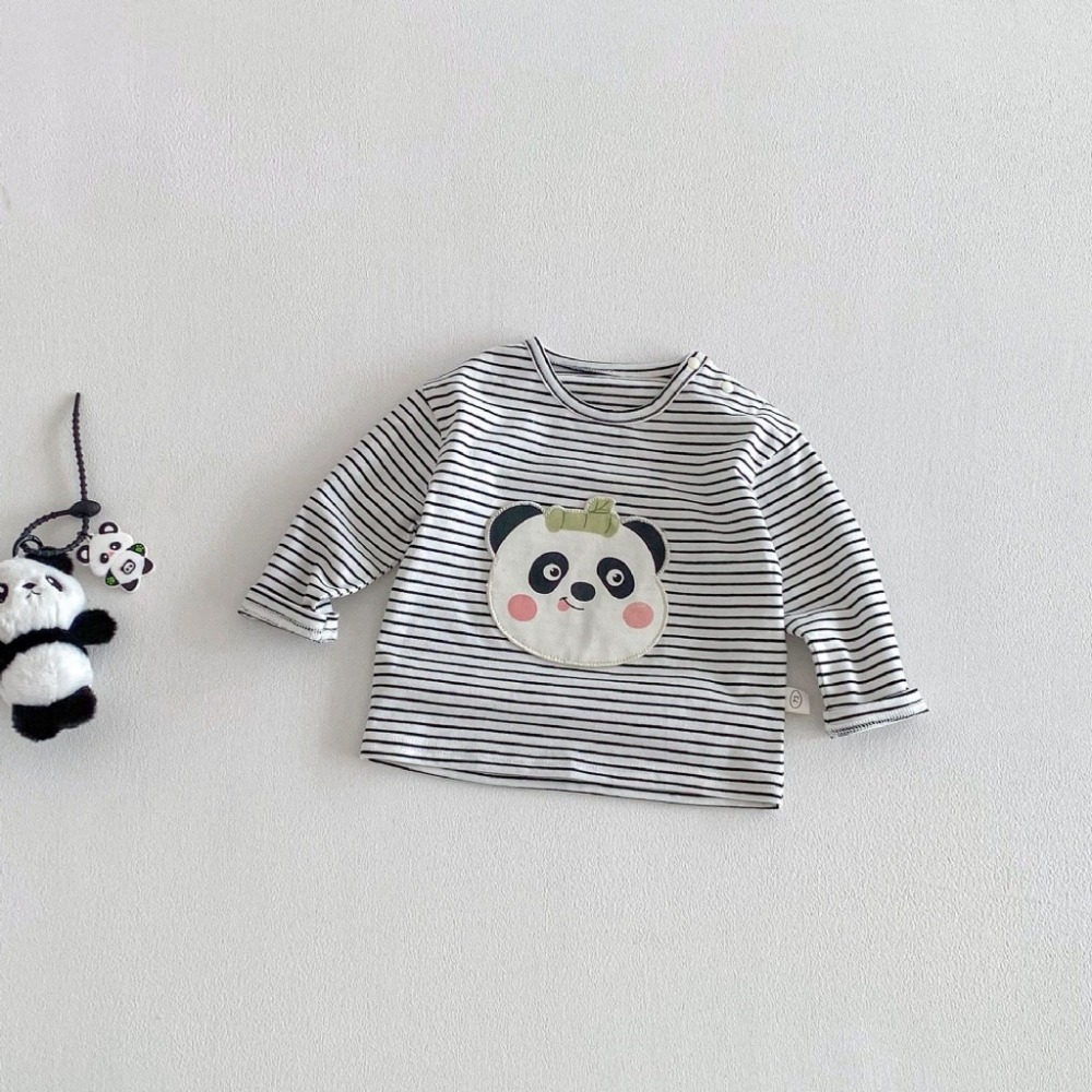 寶寶韓版可愛動物條紋純色貼布上衣-細節圖7