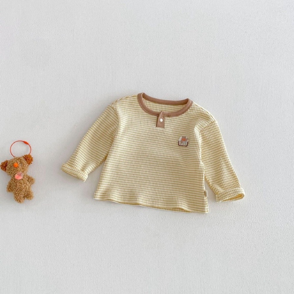 寶寶韓版格紋刺繡長袖上衣-規格圖7