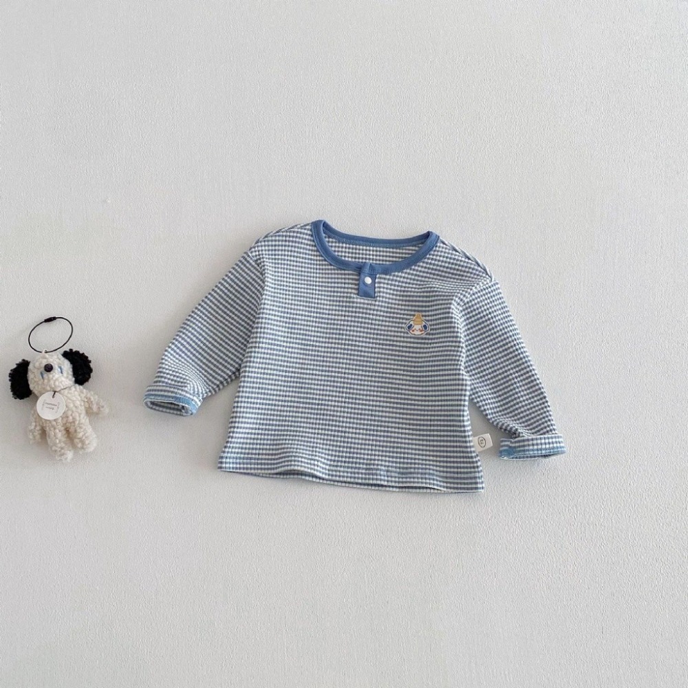 寶寶韓版格紋刺繡長袖上衣-規格圖7