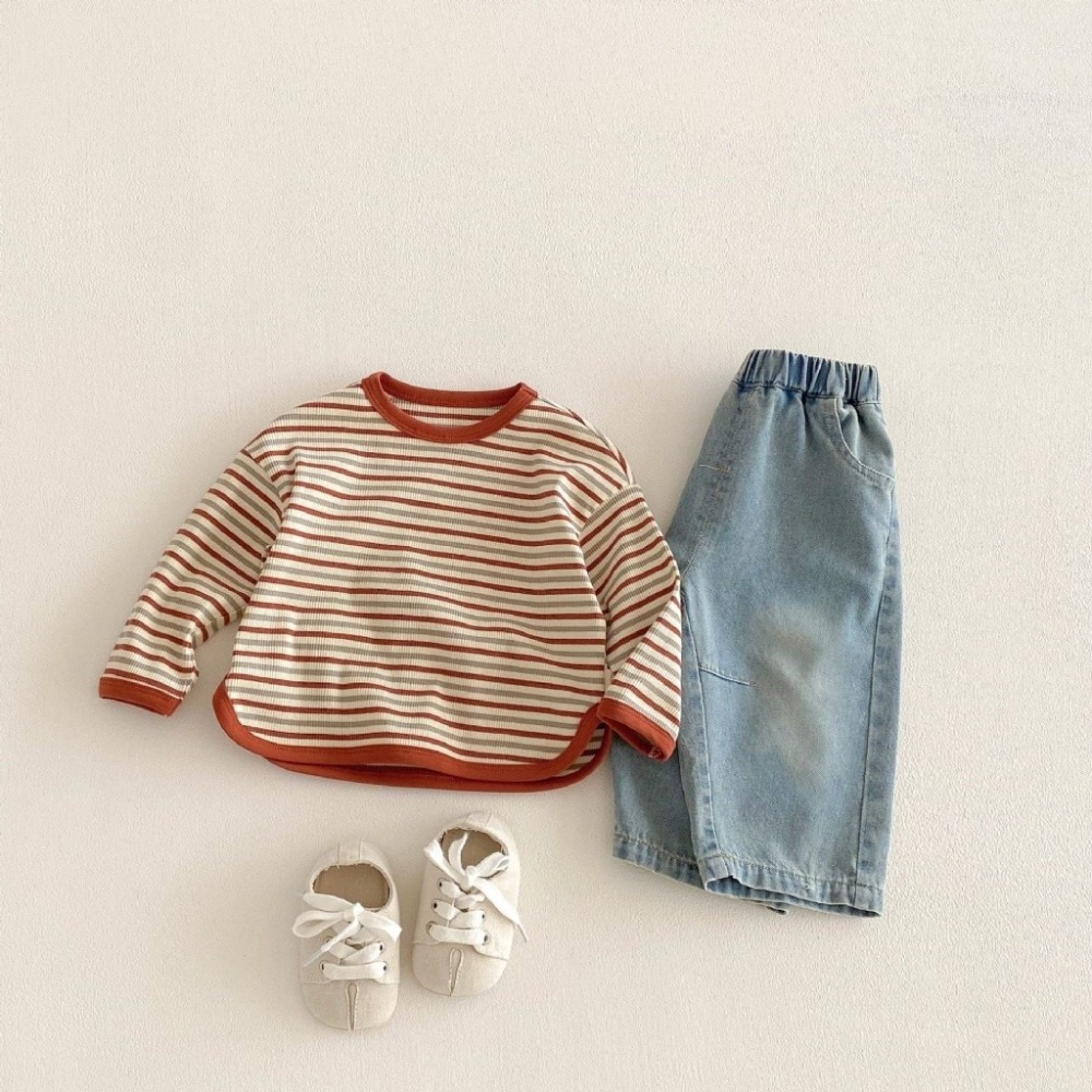 寶寶韓版撞色條紋內搭長袖上衣-細節圖4