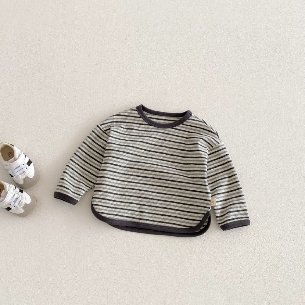 寶寶韓版撞色條紋內搭長袖上衣-細節圖5