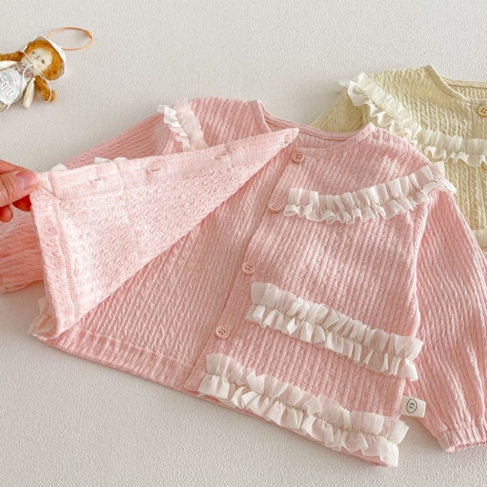 寶寶韓版花邊設計感長袖外套-細節圖5