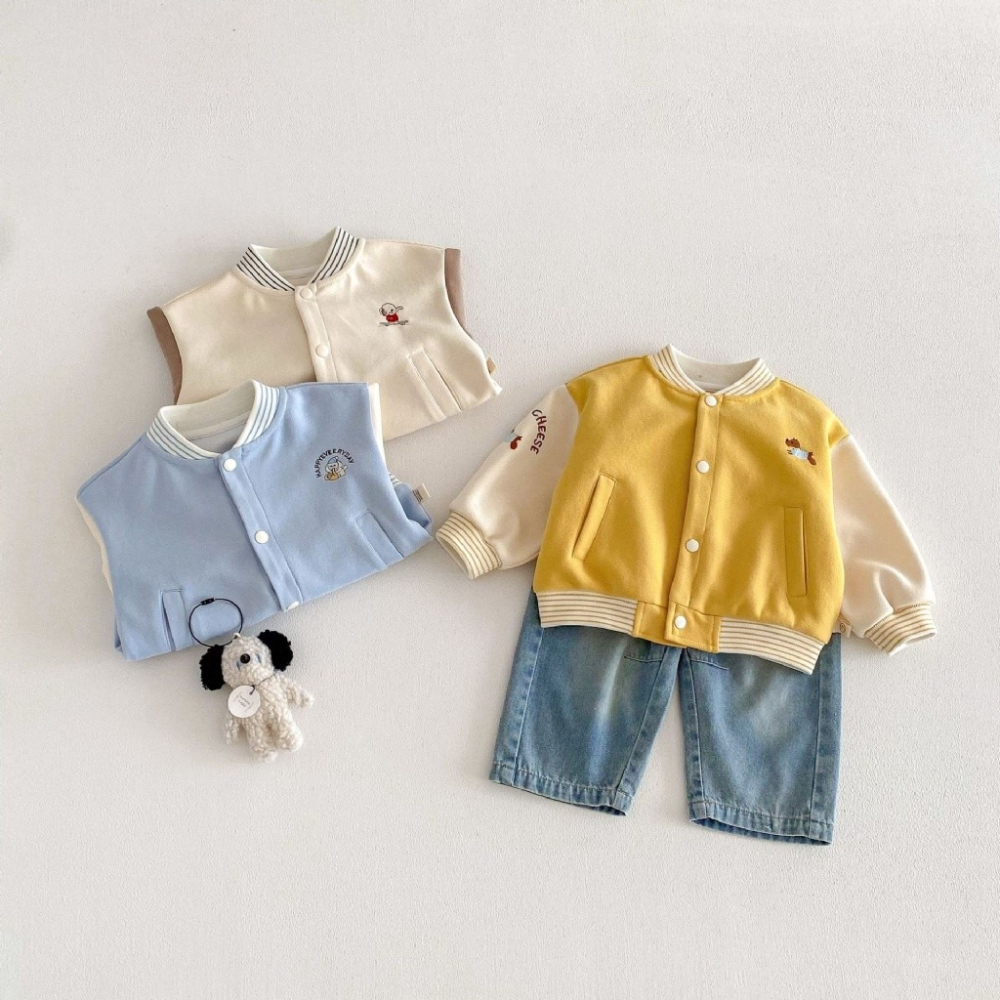 寶寶韓版拼袖卡通棒球外套-細節圖5