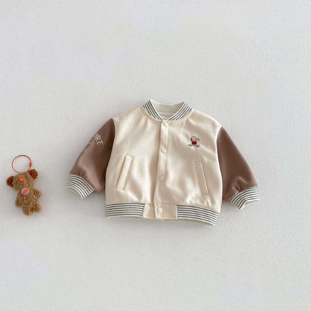 寶寶韓版拼袖卡通棒球外套-規格圖10