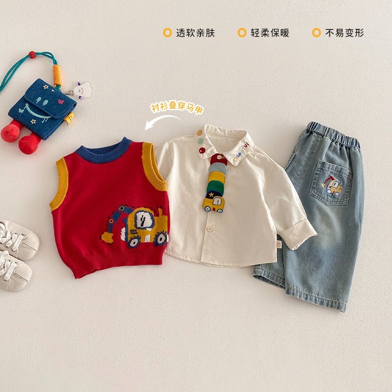 寶寶韓版工程車冒險拼袖卡通系列-細節圖2